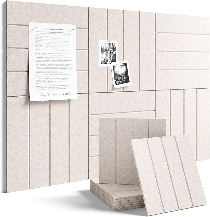 Fluxynara 36" x 24" Large Felt Bulletin Board, Oatmeal | 6 Pack Cork Board Alternative with 30 Safe Adhesive Tabs, Pin Boards for Wall Decor, Home, Office, Classroom,Dorm by FLUXYNARA