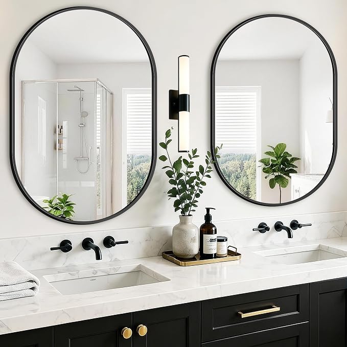 Oval Bathroom Mirror, 2 Pack 24"x36" Black Vanity Mirror for Over Sink - Image 6