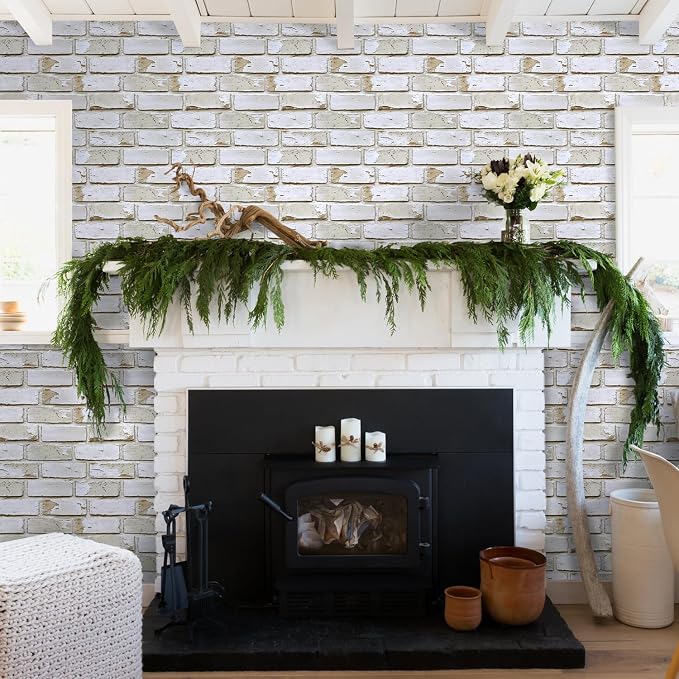 3D Faux Brick Wall Panels Peel and Stick, Designed for Quick DIY | Warm Whitewash, 10 Pcs 11.8" x 11.8", Small Brick-Look, Ultra-Light Fake Brick Covering for Wall Renovation, Cover 9.7 sq ft - Image 8