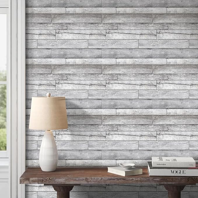 COMSTICKC 3D Faux Wood Wall Sticker Shiplap Peel and Stick for Wall Decor | 10 Pcs 11.8" x 11.8", Self-Adhesive Fake Wood Decorative Wall Panels Covering for Quick DIY Wall Upgrades, Cover 9.7 sq ft - Image 6