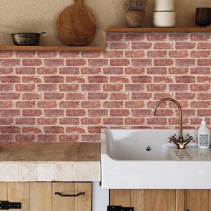 COMSTICKC 3D Peel and Stick Faux Brick Wall Panels for Quick DIY Wall Decor | 10 Pcs 11.8"x11.8", Not Real Brick, Small Size, Thin PVC Decorative Wall Sticker for Interior Wall Makeover, Cover 9.7 sq ft - Image 2