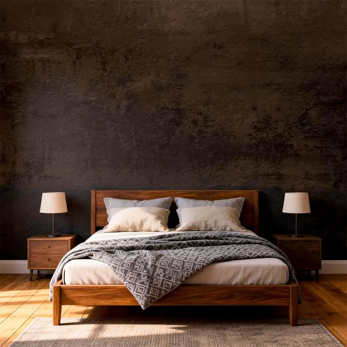 Deep Brown Peel and Stick Wallpaper Concrete 16" x118" Cholocate Limewash Self-Adhesive Contact Paper Stained Cement Waterproof Countertop Stone Texture Matte Vinyl for Bedroom Kitchen Living Room - Image 4