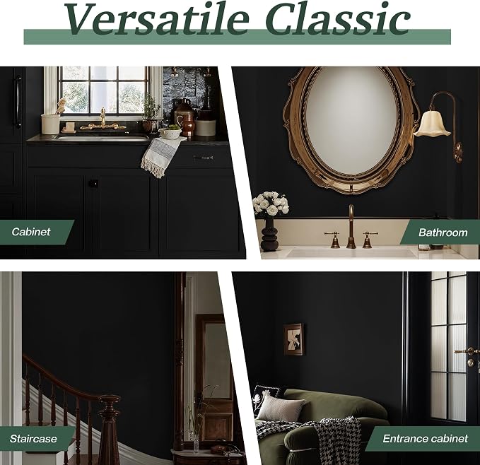Dimoon 78.7''x17.7'' Black Peel and Stick Wallpaper Contact Paper Modern Self Adhesive Wall Paper Removable Renter Friendly Textured Solid Color Shelf Cabinet Vinyl Roll (78.7''x17.7'',Black) - Image 4