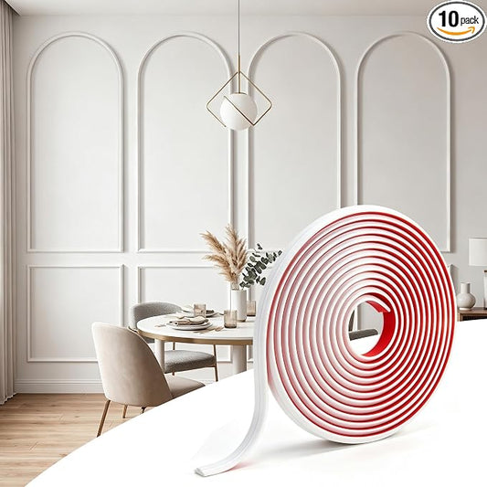 RELIANCER 30FT Peel and Stick Wall Molding Kit,Flexible Pre-Made Molding Trim for Wall,3D Moulding Wainscoting Panel,Self Adhesive Walls Moulding Trim,Walls Modular Frames for Mirror Window Borders by RELIANCER