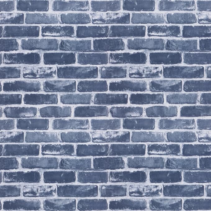 Timeet Blue Brick Wallpaper Peel and Stick Wallpaper 17.7" x 118.11" Self-Adhesive Removable Brick Textured Wallpaper Waterproof Backplash Living Room Wall Decor by Timeet