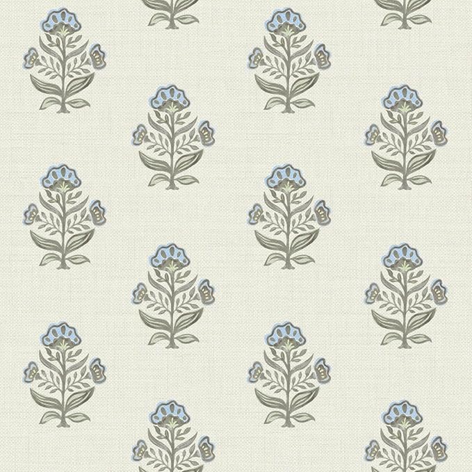 Heroad Blue Floral Wallpaper Cottage Peel and Stick Wallpaper 17.3''x393'' Faux Linen Texture Contact Paper for Cabinets Removable Self-Adhesive Wall Paper for Bedroom Kitchen Renter Friendly Vinyl by HeroadBrand