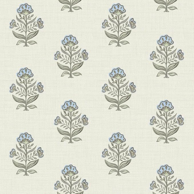 Heroad Blue Floral Wallpaper Cottage Peel and Stick Wallpaper Faux Linen Texture Contact Paper for Cabinets Removable Self-Adhesive Wall Paper for Bedroom Kitchen Renter Friendly Vinyl 17.3''x78.7'' by HeroadBrand