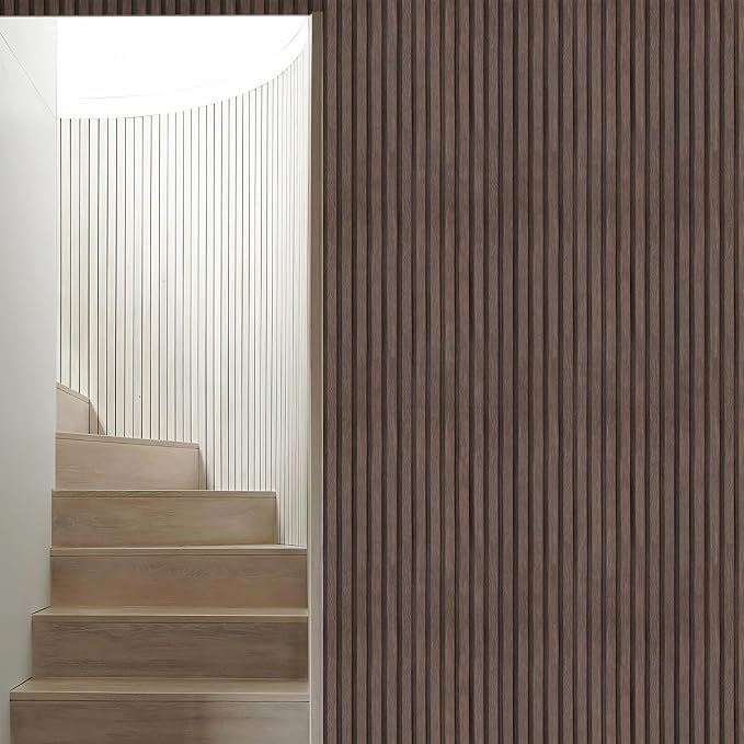 Yun-aeon Natural Wood - Dark Brown Slats Peel and Stick Wallpaper for Wall | 17.3"x 120" Self-Adhesive Waterproof Vinyl Removable Wall Paper for Wall Decor Bedroom - Image 6