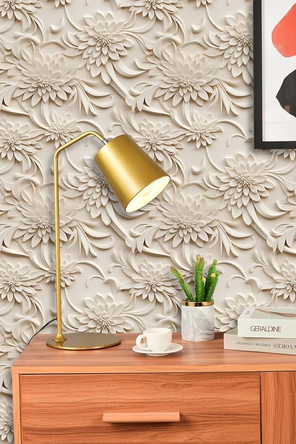 Peel and Stick Wallpaper Light Brown Scroll Floral Accent - Image 4