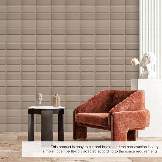 12 Pack 3D Wall Panels for Interior Wall Decor, Accent Wall Panels for Office Living Room Bedroom Hotel Lobby, 12''x12'' Fiber Chocolate Wallpapers Cover 12.Sq.Ft（Coffee-Brown） - Image 7