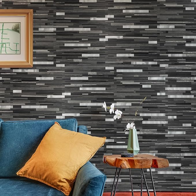 StyloVue 20 Sheets Peel and Stick Tile Backsplash, Black with Metal Gold Look Stick on Tile Upgrade Your Kitchen Backsplash, RV, Fireplace - Image 4