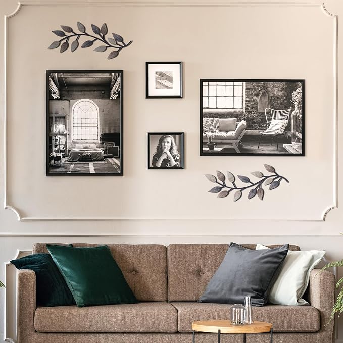 Zhengmy 2 Pcs Metal Leaf Wall Art Vine Branch Decor,Vintage Brown | Olive Branch Metal Decor for Living Room Hallway, Symmetrical Leaf Pair for Doorway Entryway, Lightweight Hanging Art Design - Image 5