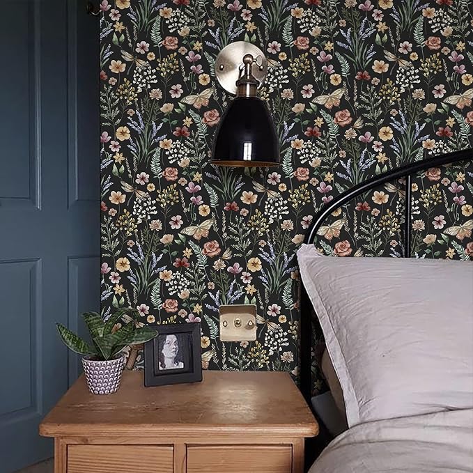 Orainege Vintage Floral Wallpaper Peel and Stick Wallpaper Boho Removable | 16.9in x 196.8in Floral Contact Paper Self Adhesive Wall Paper for Bedroom Cabinets Decor - Image 2