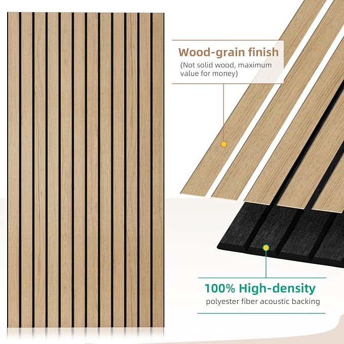 Acoustic Panels, 4 Pack 47.2”x23.6” Sound Proof Panels, Teak | Simulated Wood Grain Finish Acoustic Wall Panels,Decorative PVC Wood Acoustic Wall Panels, for Office,Home,Theater,Studio - Image 2