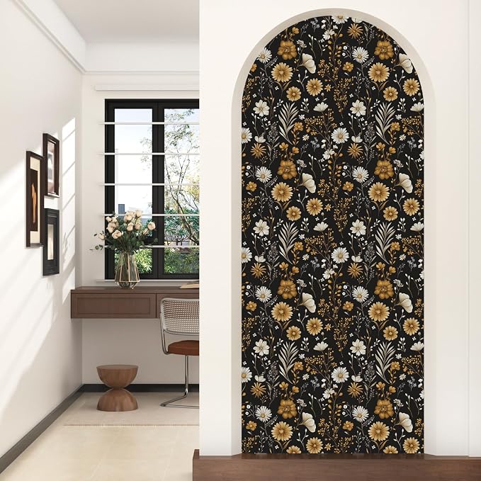 Laatse Floral Leaf Vintage Wallpaper Peel and Stick 17.5"x 118",Black | Self Adhesive/Removable/Waterproof/Thick Vinyl Contact Paper for Bathroom Bedroom Shelf Cabinet Drawer,Prepasted,Easy Peel - Image 7