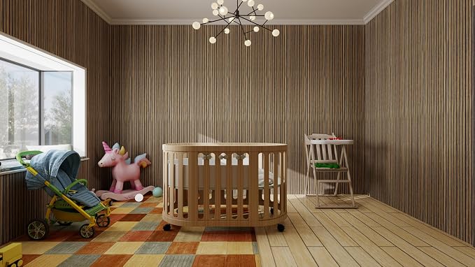 Wall Panels for Interior Wall Decor | Self Adhesive Sound Absorbing Planks | Acoustic Wood Slat Wall Panels (Classic Walnut) - Image 7