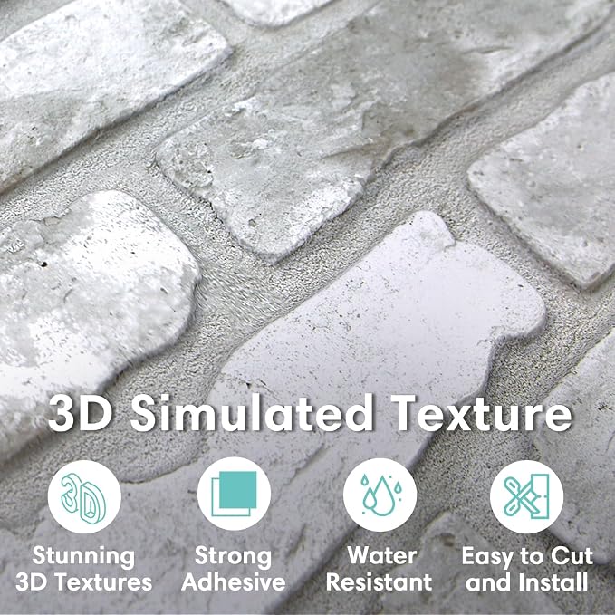 Commomy 3D Peel and Stick Faux Brick Wall Panels | Ultralight Thin PVC Fake Brick Wallpaper Tiles Wall Covering for Home Office,Living Room Quick DIY Wall Decor(12.92 sq.ft) - Image 2