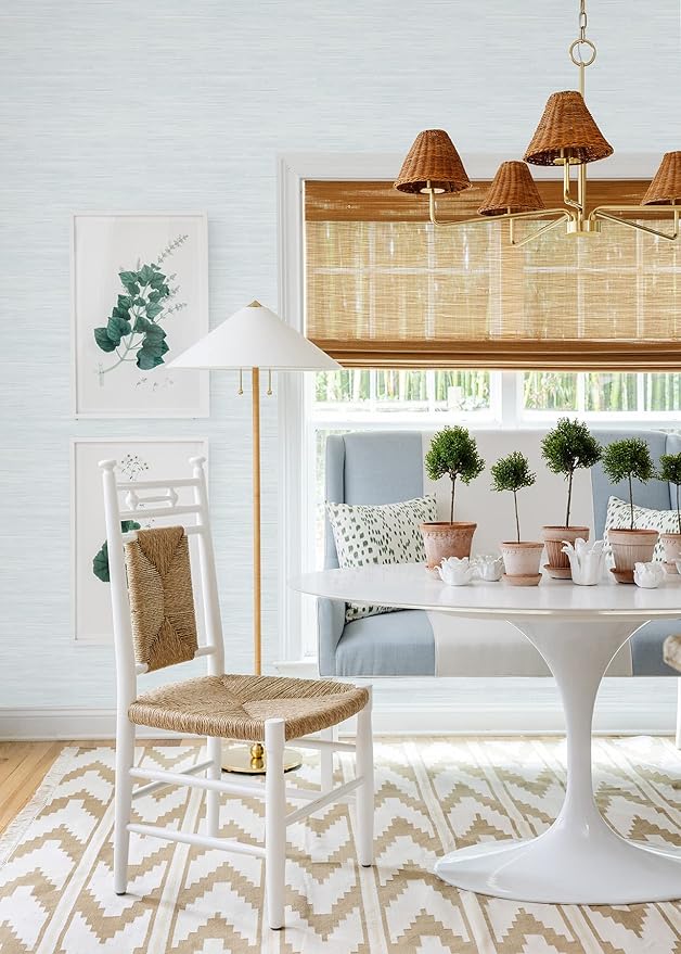 NuWallpaper x Social Social Whisper Blue Classic Faux Grasscloth Peel & Stick Wallpaper - Image 3