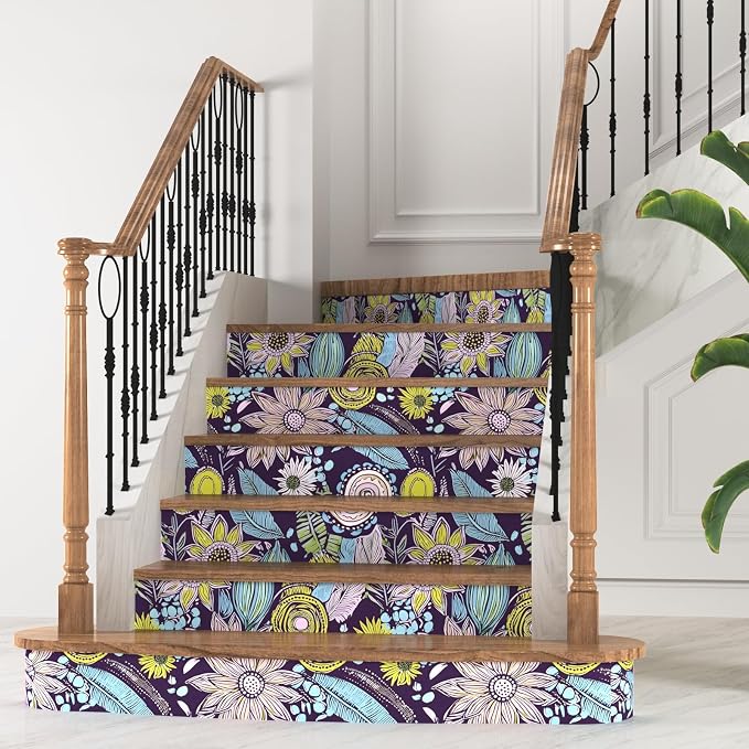Laatse Boho Wallpaper Peel and Stick 17.5"x393",Purple Contact Paper | Self Adhesive/Removable/Waterproof/Thick Vinyl Wall Paper for Bathroom Bedroom Shelf Cabinet Drawer,Prepasted,Easy Peel - Image 5