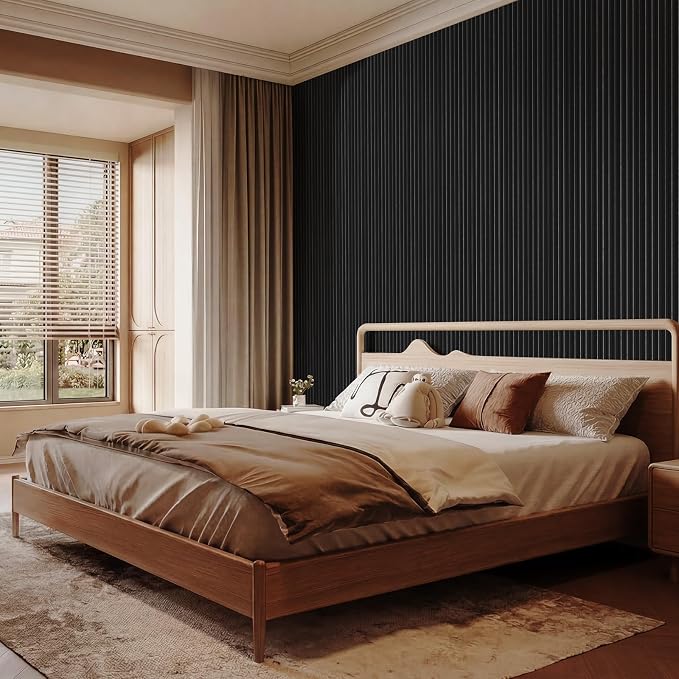 Slat Wall Panel 4-Pack, 108’’x5.7’’, Black | Real Wood Material, with 2Pcs End Trims, Wood Wall Panel for Interior Wall Decor, Bedroom, Living Room, TV Background - Image 6