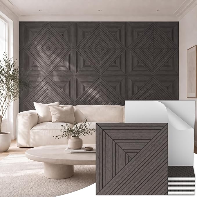 TONOR Acoustic Wall Panels Peel and Stick, 16 Pack 23.6''x23.6''-62 sq.ft. High-Density Acoustic Wood Panels Alternative. Soundproof Wall Panels for Interior Wall Decor, Home, Bedroom, Black by TONOR