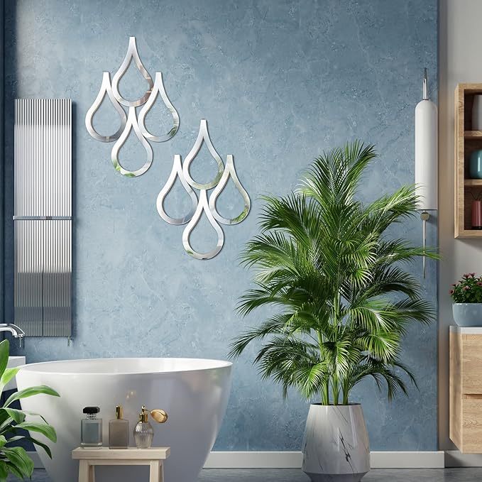 Weysat 2 Pieces Teardrop Wall Mirror Hanging Wall Mounted Decorative Accent Mirror for Home Living Room Bedroom Bathroom, 15.7 x 11 Inch(Silver) - Image 3