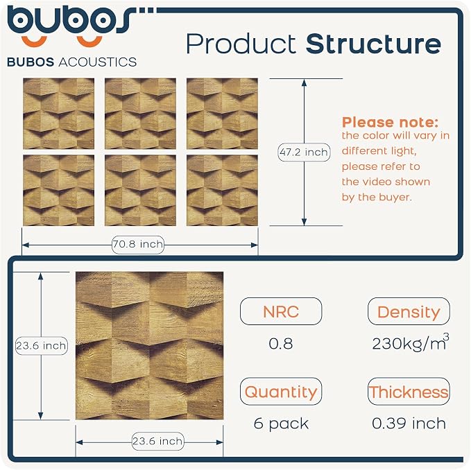 BUBOS 6 Pack Art Acoustic Wall Panels,70.8”x47.2”Self Adhesive for Home Decor | Peel and Stick, for Home Office, Studio & Wall Decor Sound Treatment, Wall Panels for Noise Reduction & Stylish Room - Image 2