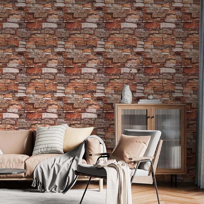 Peel and Stick 3D Foam Stone Wall Panels, Self Adhesive Wallpaper | 30Pcs Soft Flexible Kitchen Backsplash Peel and Stick (13.7 * 15.1in) Waterproof DIY Install Decorative Wall Panels - Image 2