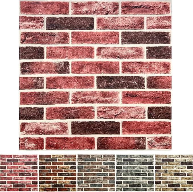 10-Pack 52 Sq.Ft 3D Wall Panels Peel and Stick 3D Faux Brick Wallpaper Peel and Stick Pink Brown Faux Stone Wall Panel Foam Brick Self-Adhesive 3D Wallpaper by YLLYLL