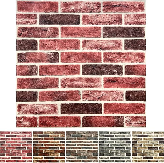 10-Pack 52 Sq.Ft 3D Wall Panels Peel and Stick 3D Faux Brick Wallpaper Peel and Stick Pink Brown Faux Stone Wall Panel Foam Brick Self-Adhesive 3D Wallpaper by YLLYLL
