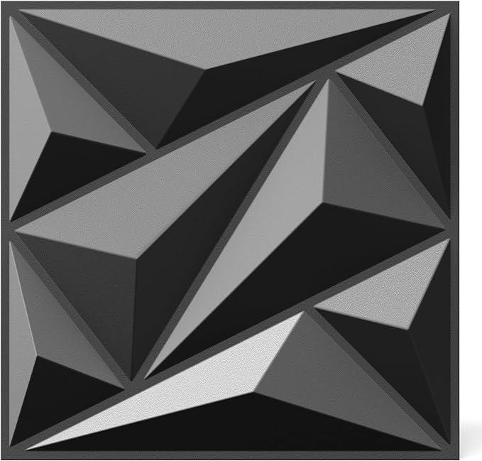 INMOZATA 3D Wall Panels, Diamond Textured PVC Accent Wall Panels | 33-Pack 12" x 12" PVC Decorative Wall Panels for Interior Wall Decor, TV Gaming Living Room, Bedroom Background, Black - Image 9
