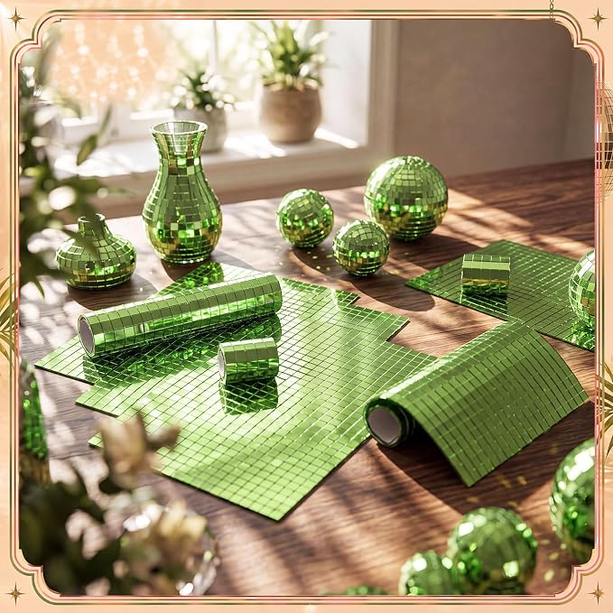 7200 Pieces Light Green Disco Mirror Tile Self-Adhesive Mirrors Mosaic Tile - Image 6