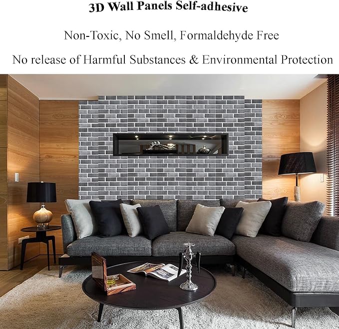 3D Wall Panels Peel and Stick 10 PCS PVC Brick Stone Wallpaper | 11.81*11.81 Inch, Waterproof, Self-Adhesive Wall Tiles, for Accent Walls, Kitchen, Bathroom, Bedroom & Office Decor - Image 3