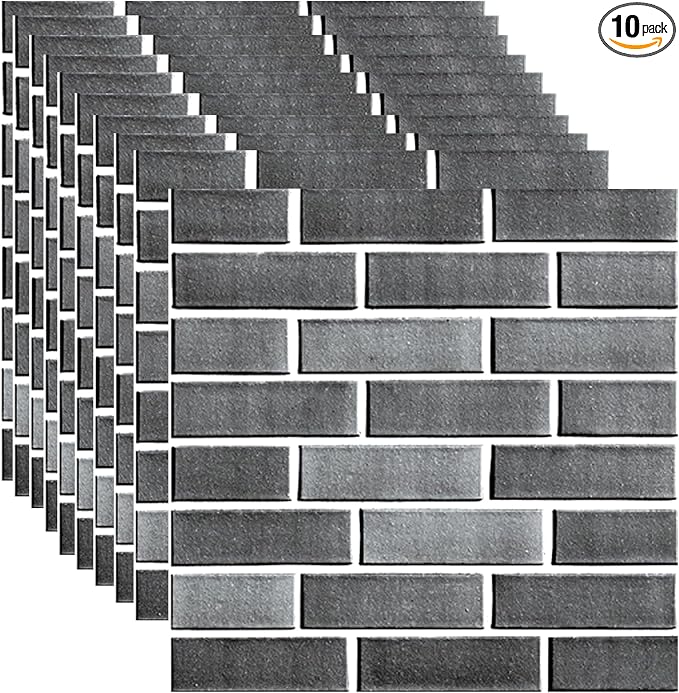 3D Wall Panels Peel and Stick 10 PCS PVC Brick Stone Wallpaper | 11.81*11.81 Inch, Waterproof, Self-Adhesive Wall Tiles, for Accent Walls, Kitchen, Bathroom, Bedroom & Office Decor by 3DWallPanelsPeelandStickforInteriorDecoration