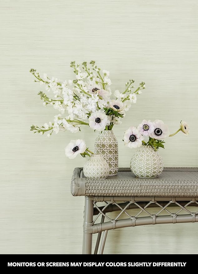 NuWallpaper x Society Social Green Classic Faux Grasscloth Peel & Stick Wallpaper, SSS6007 - Image 2