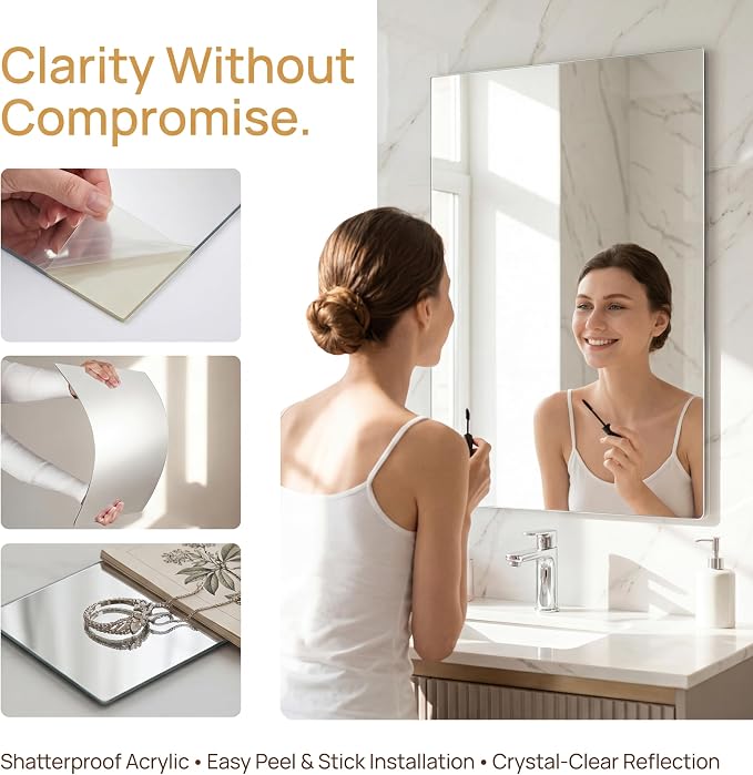 iCAGY Acrylic Mirror for Wall Kids Adults Bedroom Door Closet - Image 8