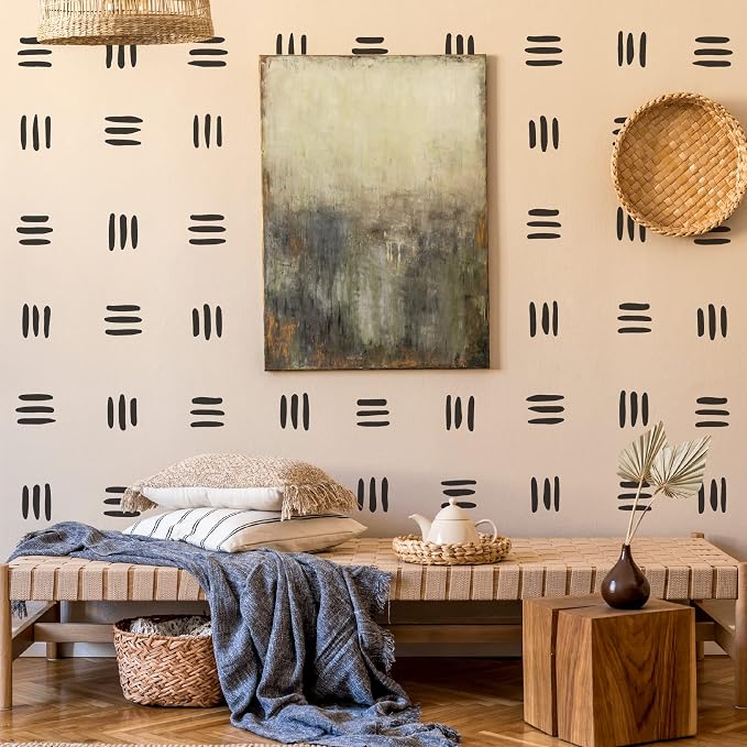 3 Lines Black Wall Decal, Modern Abstract Boho Home Wall Art Décor | Matte black vinyl stickers. Peel and stick for nursery, kids, bedroom, office. Stunning painted look for a boho accent wall. - Image 2