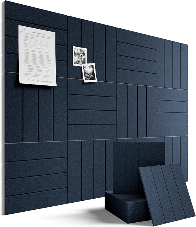 Fluxynara 48" x 36" Large Felt Bulletin Board, Carbon Blue | 12 Pack Cork Board Alternative with 60 Safe Adhesive Tabs, Pin Boards for Wall Decor, Home, Office, Classroom,Dorm by FLUXYNARA