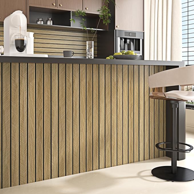 Wallercity Thick Brown Slats Wood Grain Wall Panels 11.8''x118'' Peel and Stick Sound Absorption 3D Wood Panels Vinyl Self Adhesive Waterproof Flexible Wooden Fence for Bedroom Living Room Wall Decor - Image 5