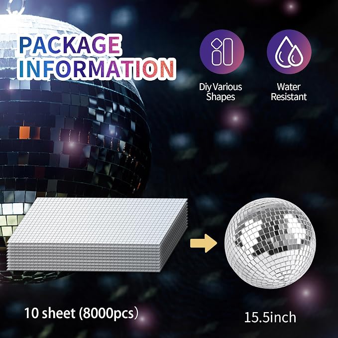Vehipa 8000 PCS 7.5 x 7.5 mm Disco Mirror Tiles Silver - Image 5