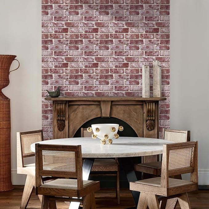Commomy Faux Brick Wall Panels Peel and Stick Thin PVC 10 Pcs 11.8" x 11.8" | Small Size Thin PVC Quick Wall Covering Home Decor for Kitchen,Fireplace,Home Office (Covers 9.7 sq.ft) - Image 2