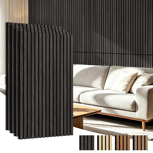 Art3d 47 x 23.6 in Acoustic Wood Slat Design Wall Panels, 4-Pack, Grey Oak | Lightweight, Noise Reduction, Crack Resistant, Sustainable, Easy Installation, for Office, Living Room, Bedroom Wall Decor by Art3d