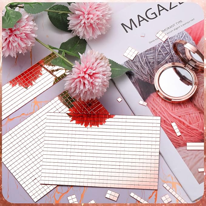 7200 Pieces Rose Gold Disco Mirror Tile Self-Adhesive Mirrors Mosaic Tile - Image 6