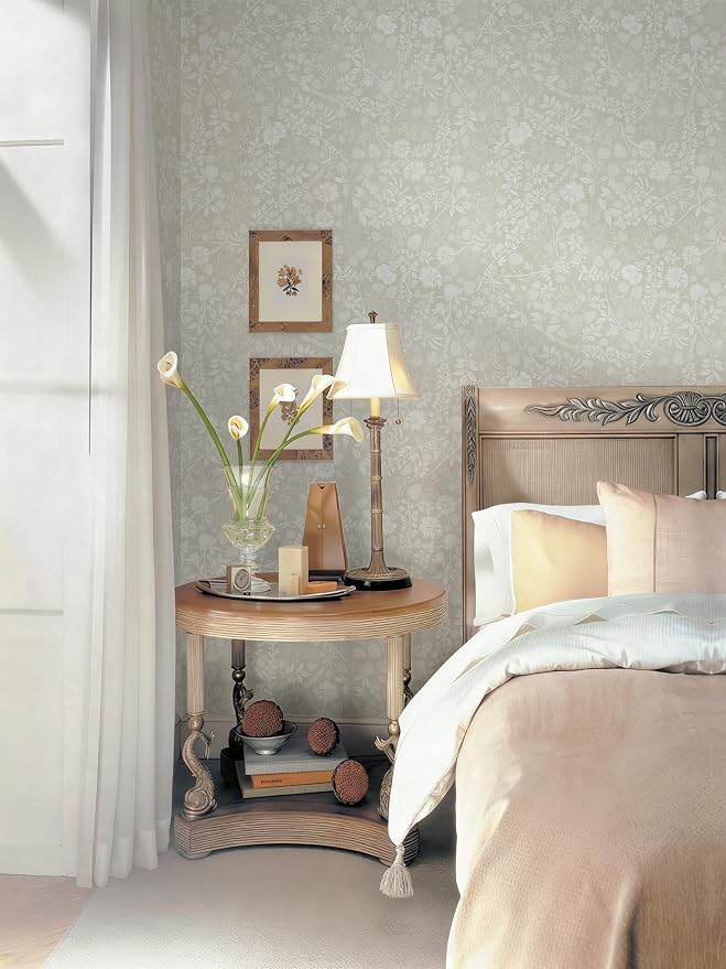 Guvana Beige and Cream White Peel and Stick Wallpaper Floral Wallpaper Slef Adhesive Removable Waterproof Contact Paper Boho Wall Paper for Dining Room Bedroom Living Room Bathroom Kitchen 17.3“×197” - Image 9