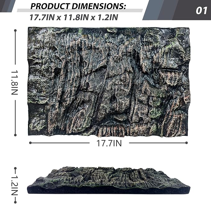 17.7x11.8in Rock Terrarium Background,3D Reptile Tank Background Board,Amphibian Stereo Backdrop Wall,Lizard Snake Gecko Spider Fish pet silo Background Decorative Panel(Paleyellow) - Image 2