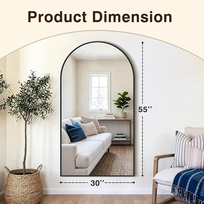 Arched Bathroom Vanity Mirror for Over Sink, 55”x30”, Black - Image 2