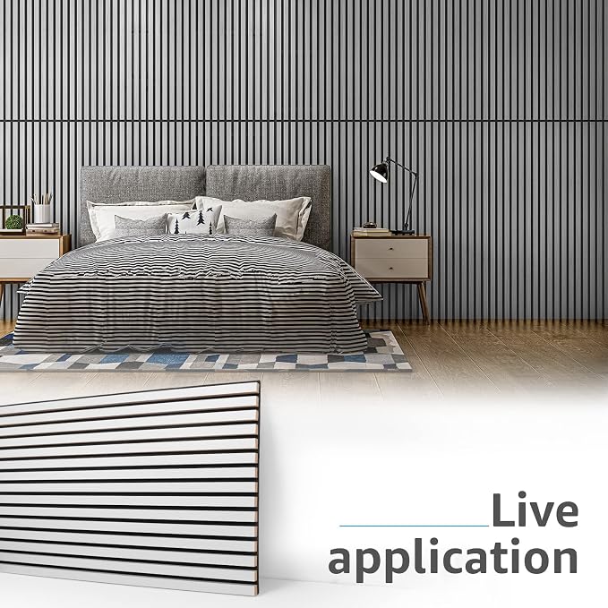 Art3d 4 Wood Slat Acoustic Panels for Wall and Ceiling - 3D Fluted Sound Absorbing Panel with Wood Finish - Brushed Silver - Image 5