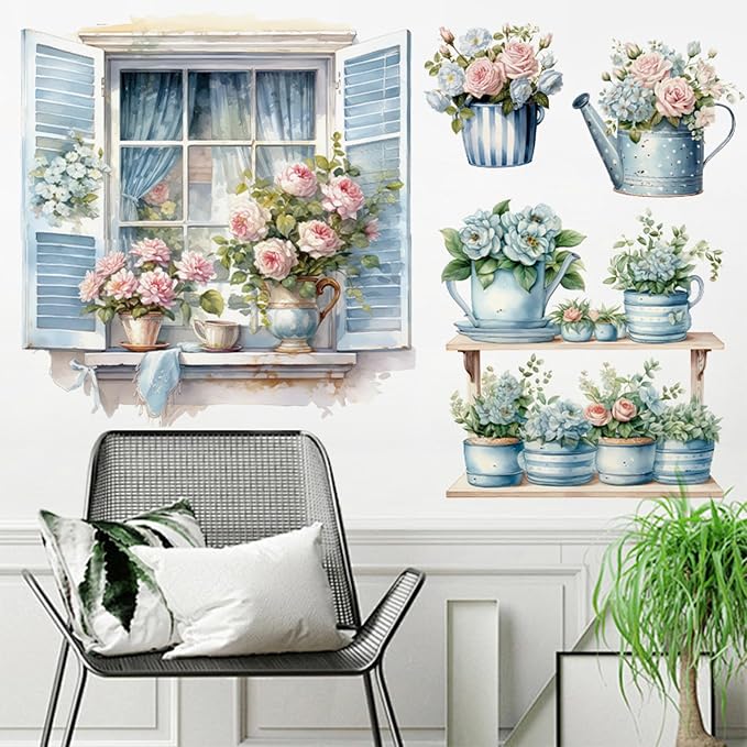 Arawat Flower Wall Murals Peel & Stick Wall Decals & Stickers for Bedroom & Living Room - Botanical Style - PVC Material - Indoor Use - Reusable - Image 2