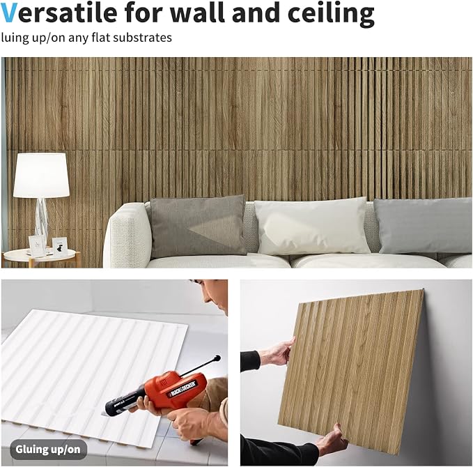 Art3d 3D Fluted Textured Slat Wall Panels, 19.7 x 19.7 in, 12-Pack, Walnut | PVC, Waterproof, Scratch Proof, Wipeable, Break-Proof, Ideal for Home, Office and Commercial Spaces - Image 7