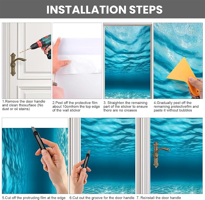 3D Door Stickers, Peel and Stick Wallpaper,Self-Adhesive Mural PVC Waterproof Wall Poster for Home Decor 30.3" W x 78.7" H - Image 5